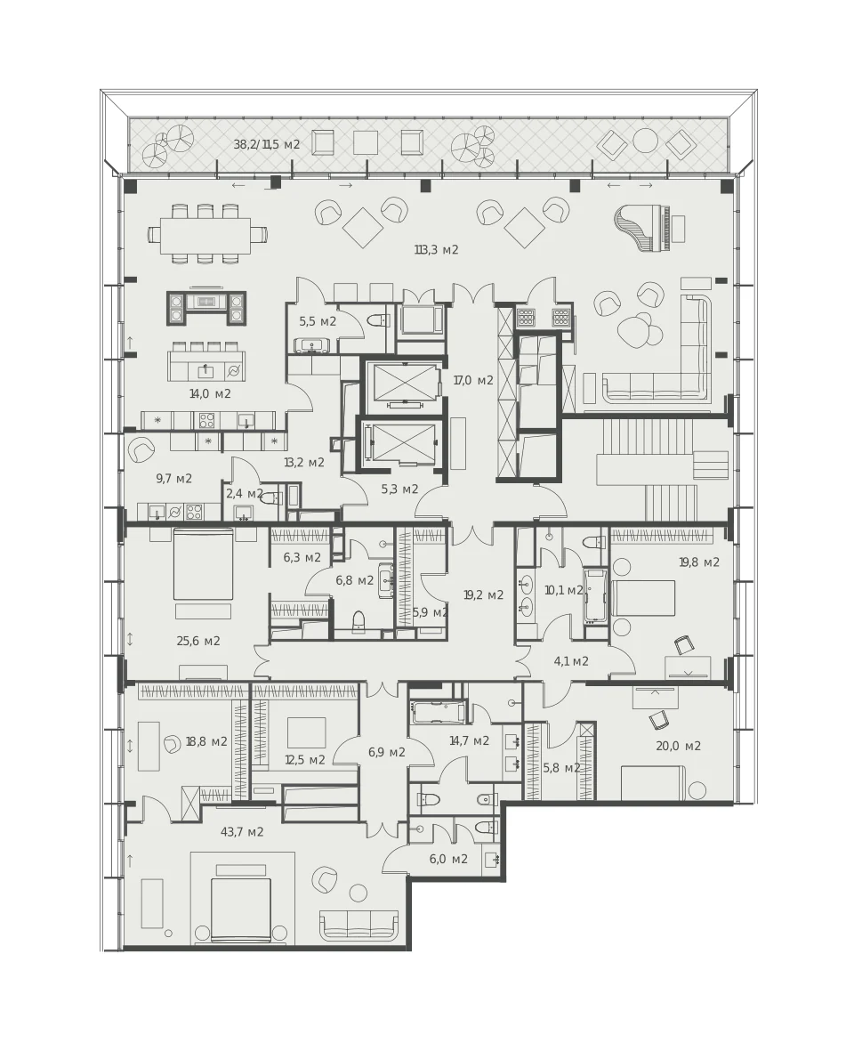 План резиденции 421,5 м², 4 спальни